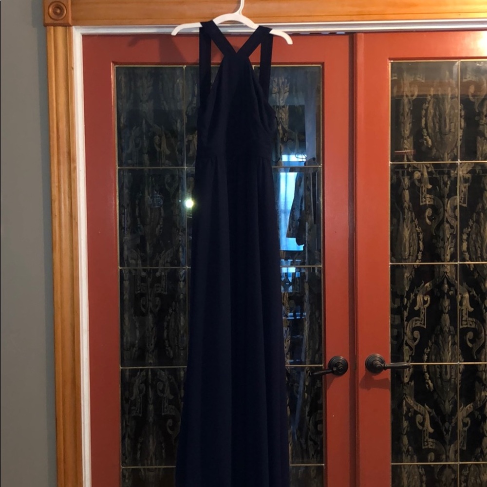 Lulus Halter Long Dress Navy Blue